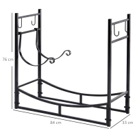 Outsunny Suport lemne de Interior si Exterior din Metal cu Accesorii pentru Semineu(m-3)
