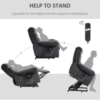 HOMCOM Fotoliu Electric Rabatabil la 135°, Fotoliu cu Masaj, Sistem de Înălțare și Teleocmandă, 79x97x103 cm, Gri Închis(m-5)