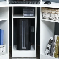 HOMCOM Birou Unghiular pentru Camera Birou pentru Computer din Lemn cu Raft pentru Monitor(m-8)