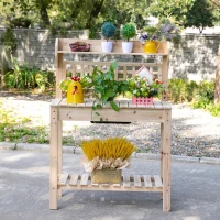 Outsunny Masa de Lucru pentru Gradinarit in lemn cu tava integrata(m-2)