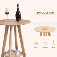 HOMCOM Masa inalta pentru bar sau bucatarie, Rotunda din Lemn Design Scandinav(m-5)