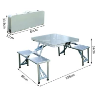Outsunny Masa de camping pliabila portabila argintiu(m-3)