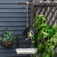 PawHut Cusca pentru Pasari din Metal cu Maner Tava Detasabila si Leagan(m-2)