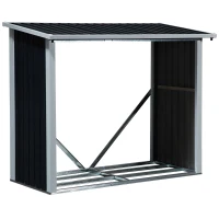 Outsunny sopron exterior, pentru lemne, 82x89x136cm, negru(m-1)