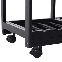 HOMCOM Cărucior de Bucătărie Multifuncțional din Lemn de Pin, 74x37x75 cm, Negru(m-10)