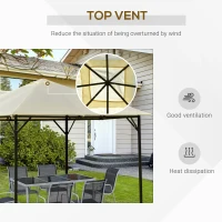 Outsunny Foisor Gradina 3x3m din metal cu Acoperis dublu, alb Cream(m-7)