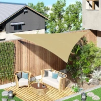Outsunny Cort Parasolar Triunghiulare din HDPE, Culoarea nisipului, 3x3x3m(m-2)