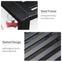 Outsunny Set Masuta si Scaune de Gradina de Exterior din Metal Negru(m-7)