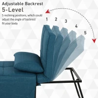 HOMCOM 4 in 1 Canapea extensibila 5 nivele spatar reglabil puof sezlong Albastra(m-5)