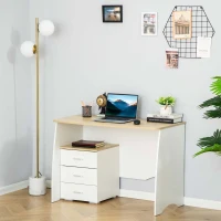 HOMCOM Masa de Birou cu Comoda Moderna din Lemn, Masa de Birou PC pentru Dormitor si Birou, 110x55x75cm(m-2)