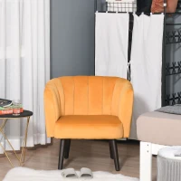 HOMCOM Fotoliu din Catifea pentru Sufragerie Fotoliu scaun pentru Dormitor Galben(m-4)