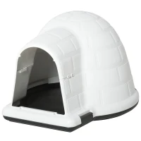 PawHut Cusca de Exterior pentru Caini de Talie Mica in Forma de Iglu cu Usa(m-1)