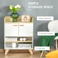 HOMCOM Mobilier multifunctional cu dulap cu 2 usi si compartimente deschise, din lemn, alb(m-4)