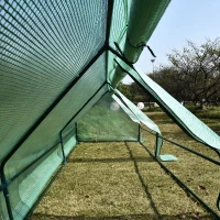 Outsunny Sera cu Tuburi din Otel si Invelis in Polietilen cu 3 Porti Verde 400 x 100 x80cm(m-10)