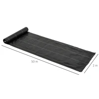 Outsunny Foaie Neagra de Mulci 50x2m pentru Gradina, Sera, Gradina Drenaj(m-3)