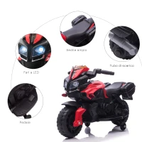HOMCOM Motocicleta electrica cu faruri si claxon, 3 km/h, pentru copii 18-48 luni, Rosu(m-7)