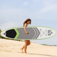 HOMCOM Placa SUP gonflabila cu Accesorii incluse Stand Up Paddle Verde si Alb(m-2)