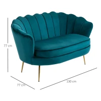 Homcom Canapea 2 Locuri – Catifea Verde Vintage, Stil Industrial Chic(m-3)