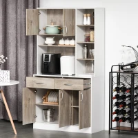 Homcom Bufet Bucatarie Alb & Lemn – Compartimentare Moderna & Practica(m-2)