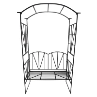 Outsunny Bancuta de Gradina 2 Locuri cu Bolta pentru Plante, Negru 115x59x203 cm(m-4)