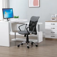 Vinsetto Fotoliu de Birou din Material Textil Gri Rotativ si Ergonomic(m-13)
