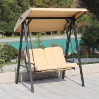 Outsunny Balansoar de Gradina cu 2 locuri, Acoperis reglabil si Structura din otel, 138 x 106 x 174cm(m-14)