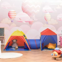 HOMCOM Cort de Joaca 6 in 1 pentru 2-4 Copii cu Tunel Pliabil(m-2)