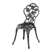 Outsunny Set Tavolo e due Sedie da Giardino in Stile Rétro con Decorazioni Floreali Color Bronzo(m-5)