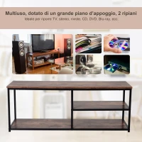 HOMCOM Mobilier TV Modern in Stil Industrial 3 Etajere din Lemn și Metal Maro(m-7)