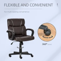 Vinsetto scaun ergonomic, imitatie piele 61x69x90-100cm, maro(m-6)