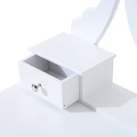 HomCom Tavolo da Trucco Mobile da Toletta Specchiera con Sgabello Specchio Girevole in Legno Bianco(m-10)