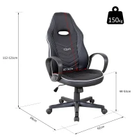 Vinsetto Fotoliu de Birou Gaming cu Invelis in Piele PU Premium Design Ergonomic Negru si Alb(m-3)