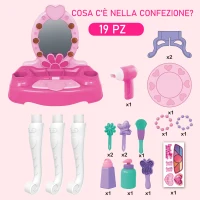 HOMCOM Set Make Up jucarie accesorii pentru machiaj pentru fetite 3+ ani  roz(m-7)