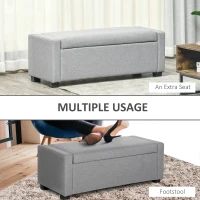 Banca dormitor HOMCOM cu Compartiment de Depozitare din Tesatura, 120x50x44cm - Gri(m-6)