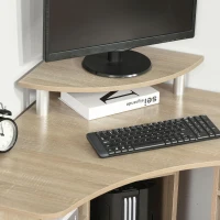 HOMCOM Birou Unghiular pentru Camera Birou pentru Computer din Lemn cu Raft pentru Monitor(m-9)