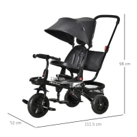 HOMCOM Carucior tricicleta cu Maner Pliabil pentru copii de 1-5 Ani(m-3)