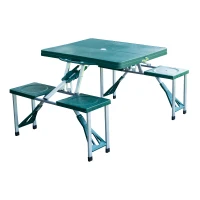 Outsunny Masa pentru Picnic cu 4 Scaune Pliabile tip Valiza in Aluminiu, Verde, 84.5x39x10cm(m-1)