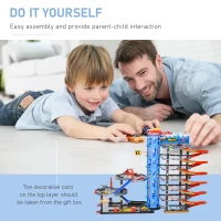 HomCom jucarie parcare supraetajata cu masini, 92x46x71cm(m-5)