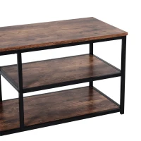 HOMCOM Mobilier TV Modern in Stil Industrial 3 Etajere din Lemn și Metal Maro(m-8)