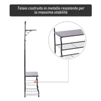 Homcom Cuier pentru Hol cu Rafturi Dulap pantofi in Metal, Negru(m-6)