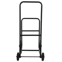 Outsunny Suport pentru lemne de foc Suport lemne cu 2 roti carucior din metal negru(m-7)