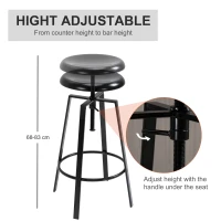 HOMCOM Set de 2 Scaune de Bar Inaltime Reglabila si Suport pentru Picioare, Stil Industrial(m-4)
