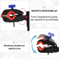 Homcom Suport de intretinere pentru biciclete Clema 360 ° si tava pentru instrumente Negru(m-6)