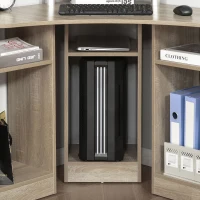 HOMCOM Birou Unghiular pentru Camera Birou pentru Computer din Lemn cu Raft pentru Monitor(m-8)