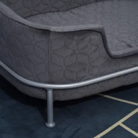 PawHut Canapea pentru câini și pisici, din catifea, cu bază metalică, 63.5x43x24.5cm – gri închis(m-8)
