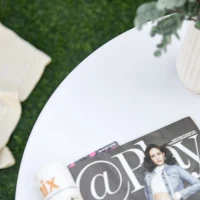 Outsunny Set 2 Masute de Salon s Gradina Se Stivuiesc din Fier, Alb(m-8)