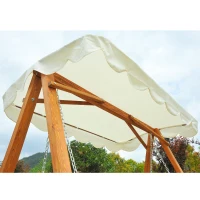 Outsunny Dondolo da Giardino a 3 Posti in Legno di Pino con Tettuccio Parasole, Bianco(m-5)
