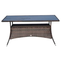 Outsunnt Masuta e Gradina in PE Rattan cu Raft Inferior,Maro,150x85x74cm(m-3)