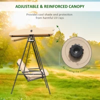Outsunny Balansoar de Gradina cu 2 locuri, Acoperis reglabil si Structura din otel, 138 x 106 x 174cm(m-6)