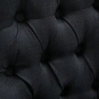 Homcom Scaun pentru Pranz Eleganta Captusita Invelis din Lin cu Nasturi Matlasati Negru(m-9)